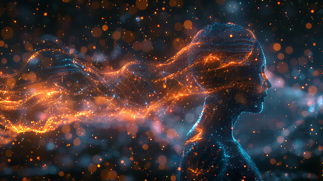 A vibrant depiction of neurons and human emotions, with multi-colored glowing nerve fiber