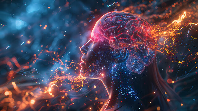 A vibrant conceptual image of neurons and human emotions, with multi-colored glowing nerve fibers radiating joy.