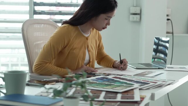 Architect could develop a concept for the design house in modern office.