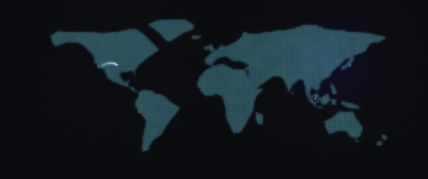 Cinematic widescreen glowing arc world map anamorphic seamless loop