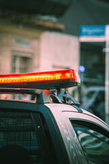 Police Car With Flashing Red Emergency Lights © Frennez