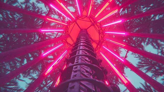 underground techno city illuminated by neon rivers, autonomous robots navigating complex digital streets beneath a futuristic megacity