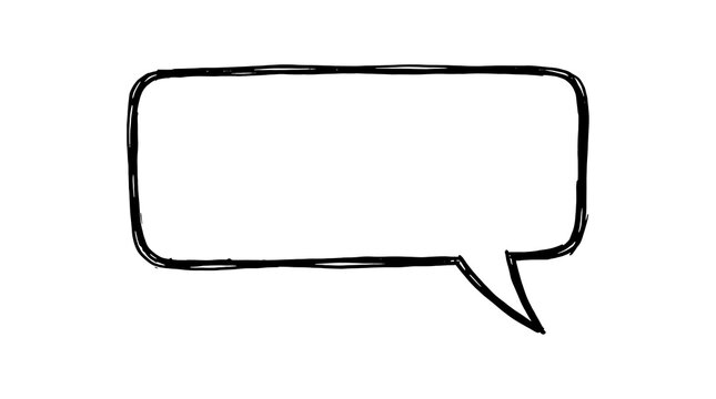 Hand drawn speech bubble illustration with a simple black outline on a white background for communication and dialogue concepts