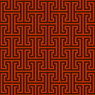 Seamless Premium Terracotta Greek Key Interlock H Geometric Pattern