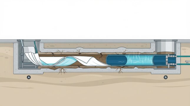 This shows parts of a sewer system for stormwater drainage with a focus on pipe lining rehabilitation.