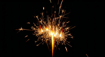 Fototapeta premium Bright golden sparks from a burning firework celebrating the traditional indian festival of diwali