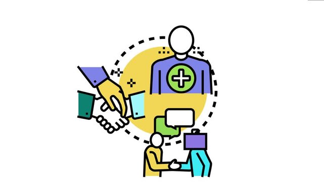 Business entities and individuals join in collaboration, forming partnerships, making deals, and communicating to achieve common goals and provide value