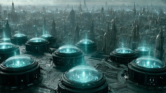 energy plant powered by artificial intelligence, glowing reactors, and sustainable futuristic infrastructure