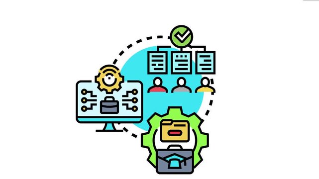 Business technology alignment concept organizational strategy. Development. Project implementation