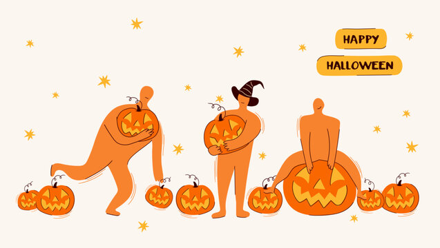 Pumpkin Picking Halloween Horizontal Banner