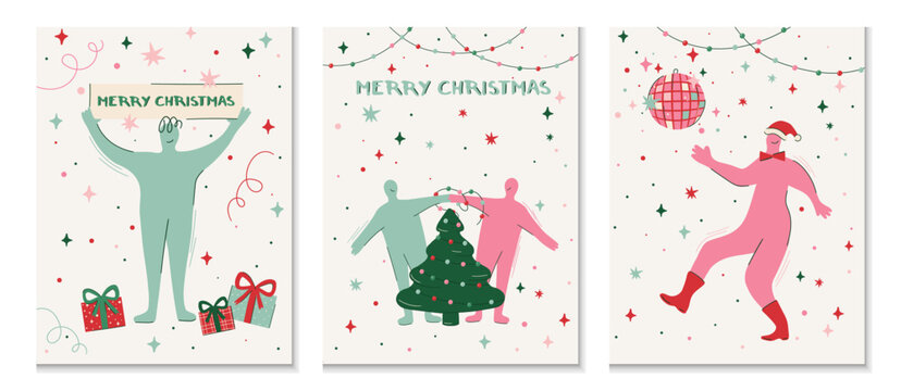 Playful Christmas Vector Card Set