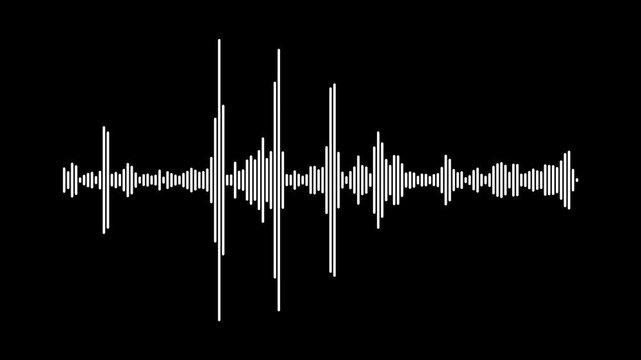 futuristic audio waveform equalizer on black screen glowing sound bars pulsing music waves dynamic digital audio visualization for podcast streaming studio sound design.4k