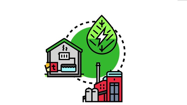 Biomass energy production system with a boiler house and power plant using organic materials for generating electricity, representing modern eco friendly fuel technology