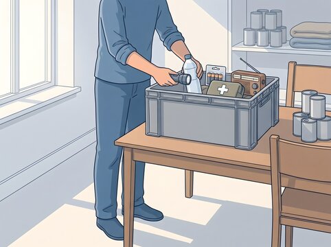 Adult Organizing Home Emergency Preparedness Kit