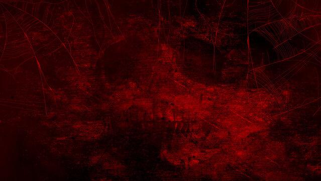 Spooky Red Grunge Horror Spiderwebs and Ghostly Skull Movie Film Halloween Scary Trailer Titles Cinematic Openers Intro Background