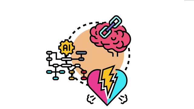 Burden of proof principle a mind processing arguments, artificial intelligence linking data, and a heart symbolizing emotional impact or human judgment in legal and ethical contexts
