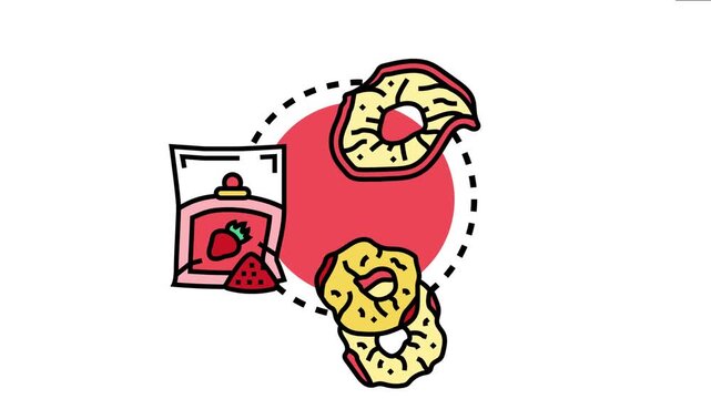 Dried fruit slices and a package of strawberry flavored snack with whole fruit and powder, healthy eating and natural food concepts