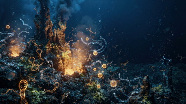 Primordial ocean origin of life chemistry with rna strands, lipid vesicles, hydrothermal vents, and mineral surfaces
