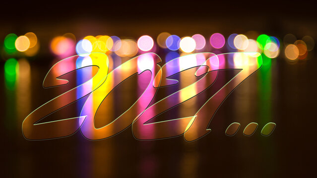 Bonne et heureuse ann&eacute;e 2027 qui arrive, &eacute;l&eacute;gante carte de voeu festive dor&eacute;e et color&eacute;e, espace pour slogan. Coming soon
