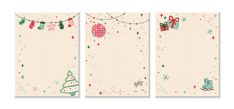 Vector Christmas Copy Space Border Template Set