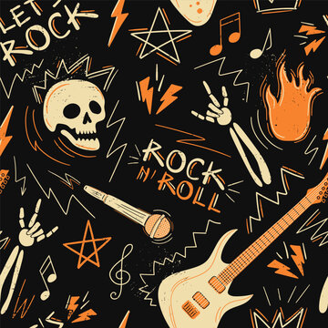 Rock and Roll Vector Seamless Pattern