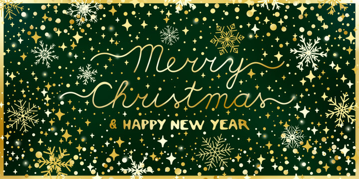 Golden Merry Christmas Vector Banner Template