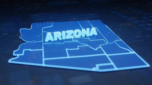 Arizona State Map Geographic Outline