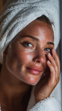 Skincare background face mask beauty treatment glowing skin woman for cosmetics banner design