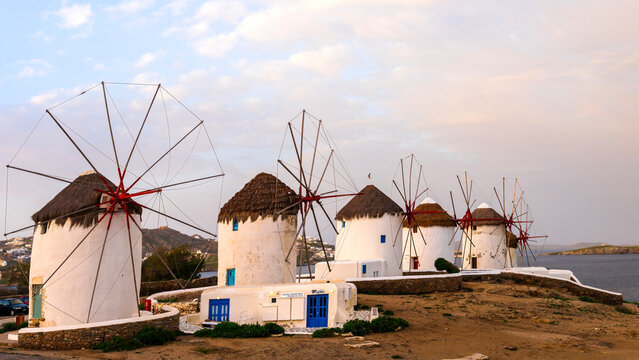 Kato Mili windmills on the island of Mykonos, Greece