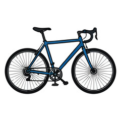 Fototapeta premium Blue road bicycle illustration displays lightweight frame and thin tires for fitness and cycling.