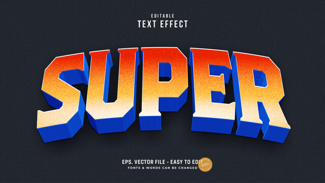 3D Super Text Effect with Retro Blue Extrusion
