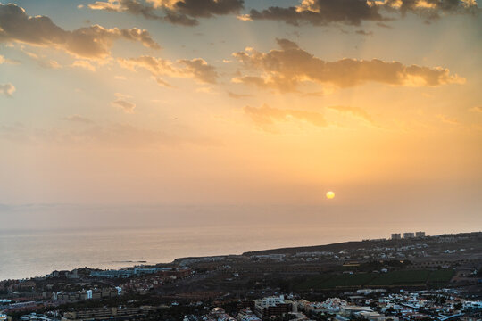 Stunning sunset view over the ocean in Costa Adeje, Tenerife