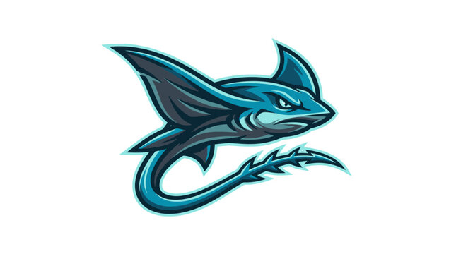 Fierce Blue Stingray Mascot Vector Graphic for Sports Teams and Esport Logos