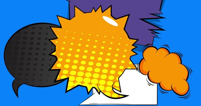 Cartoon background animation, comic book backdrop video. Retro comics pop art design.