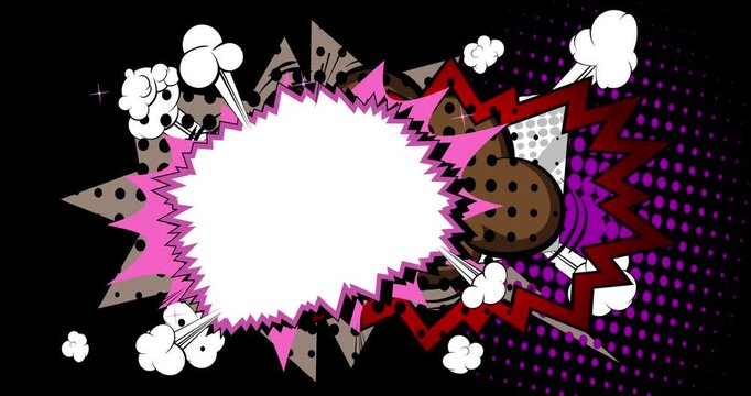 Cartoon background animation, comic book backdrop video. Retro comics pop art design.