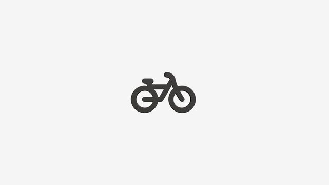 Minimalist bicycle icon animation cycling symbol representing sustainable urban transport mode in smooth motion graphic.