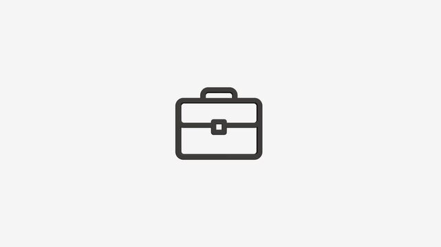 Minimalist briefcase icon animation depicting professional work corporate employment business career success concept.