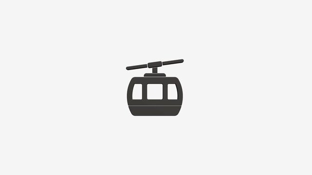 Cable car icon animation with gray aerial gondola moving across white background for transit or travel themes.