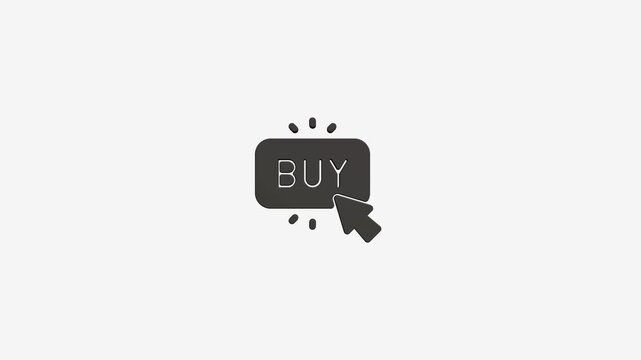 Buy button icon animation with mouse cursor clicking for online store website user interface design shopping concept.