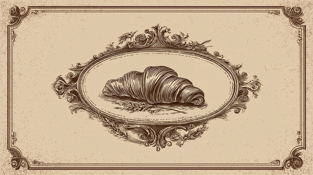A vintage bakery-style frame featuring a beautiful design, an elegant emblem for cookie packaging, and a traditional bakery symbol; suitable for creating warm, seasonal greeting cards and gift tags.