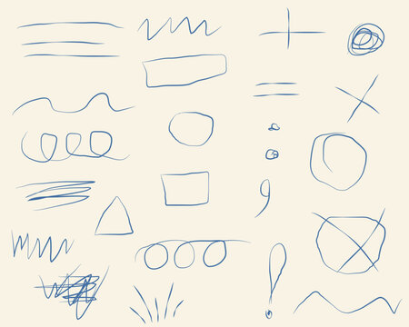 Hand Drawn Blue Scribbles - Abstract Aesthetic Vector Illustration