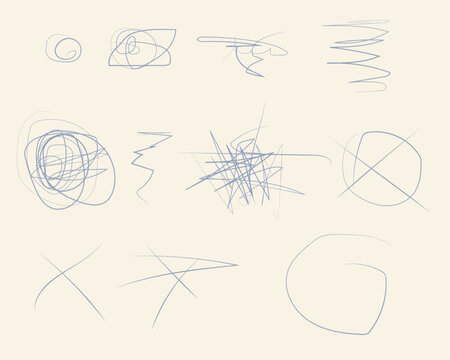 Blue Doodle Vector - Abstract Hand Drawn Line Art Background