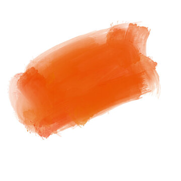 Orange Watercolor Paint Brush Stroke Banner with Wet Texture on Black Background