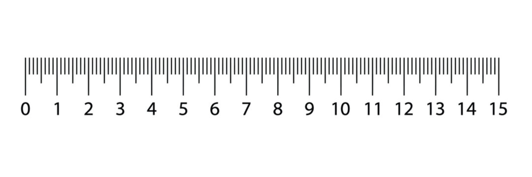 Ruler scale with markings and numbers in centimeters and millimeters units, measuring metric scale
