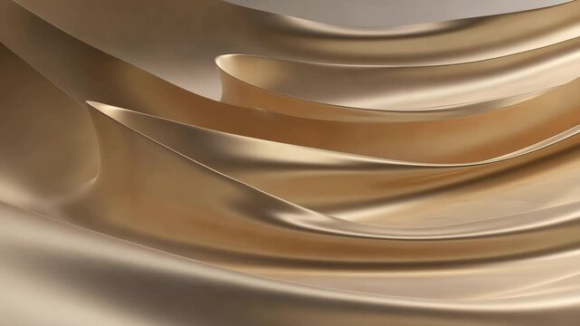 Abstract flowing bronze and cream metallic waves in a smooth gradient background, conveying luxury, motion, elegance, and depth