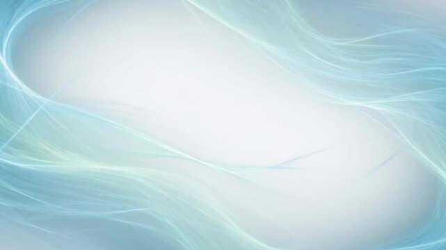 Abstract flowing light lines form a serene turquoise border on a pale white background, suggesting calm, clarity, and wellness