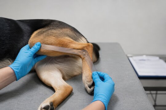 Veterinary Rehabilitation Gloved Hands Canine Joint Range Of Motion