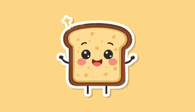 Cute Happy Toast Character Sticker