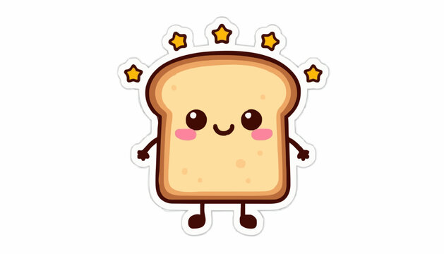 Cute Happy Toast Character Sticker