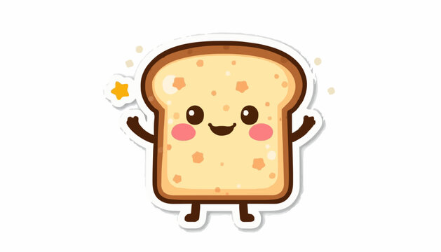 Cute Happy Toast Character Sticker